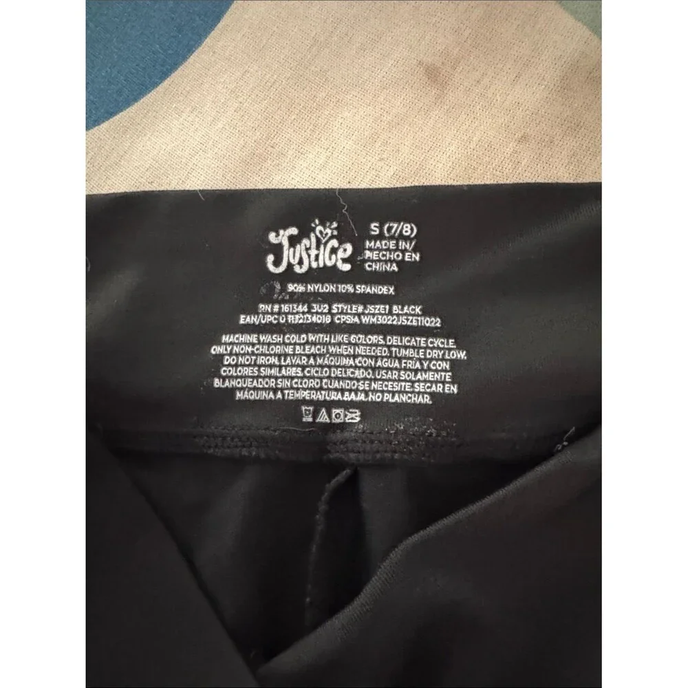 Justice Black V-Waist Athletic Shorts with Script Logo
